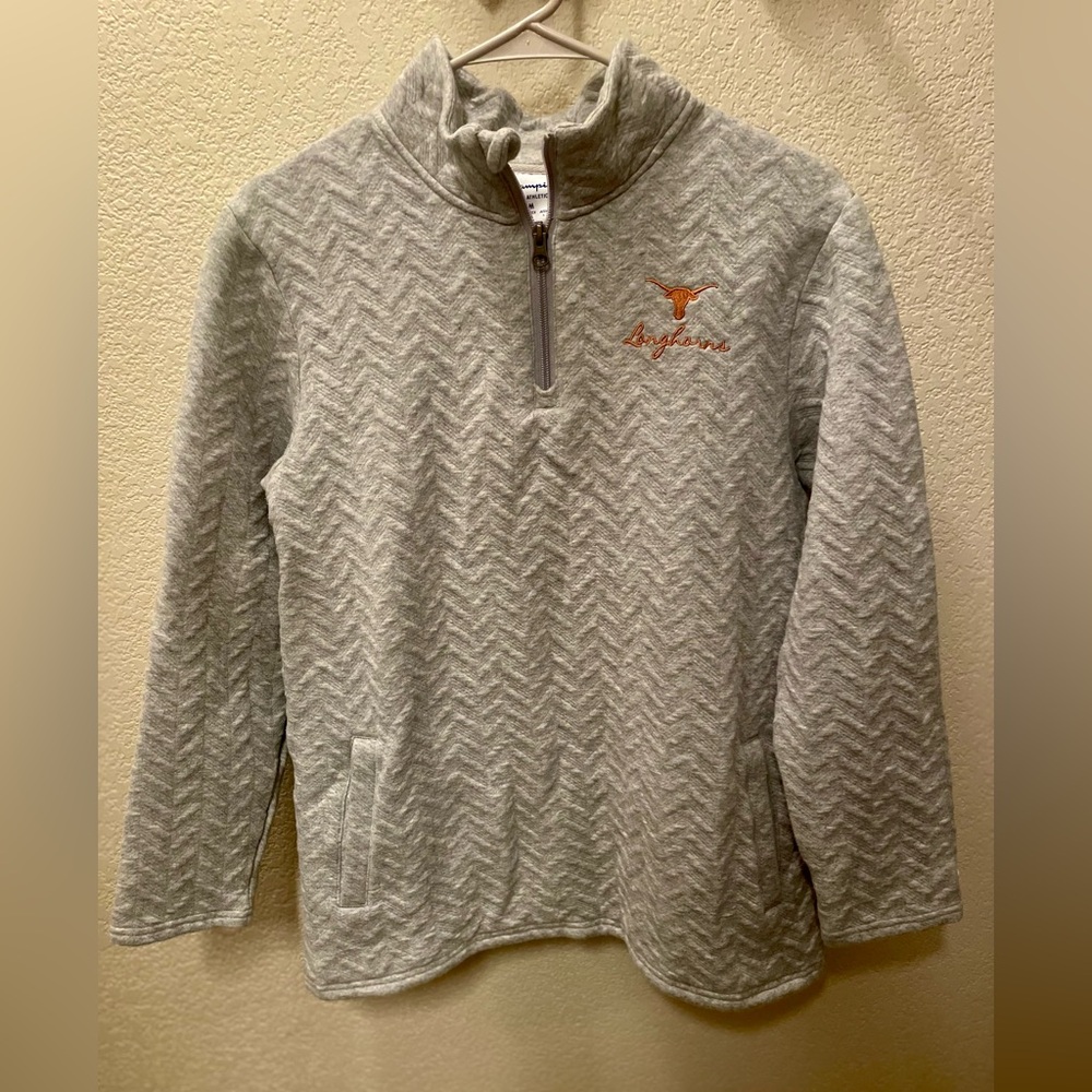 University of Texas Longhorn  Champion Quilted Gray Quarter-Zip Pullover